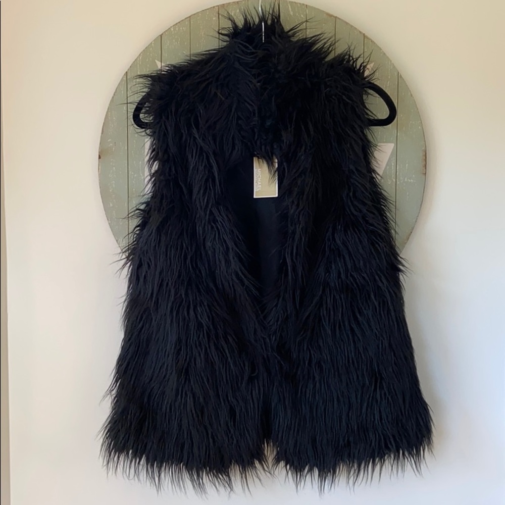 Michael Korda Black Faux Fur Vest